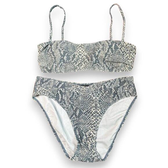 Vintage 1990s deadstock greengray snakeskin bikini - Picture 1 of 5